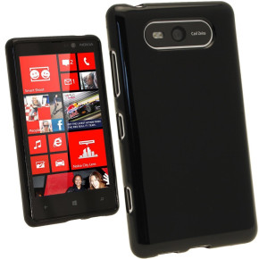 Силиконов гръб ТПУ гланц за Nokia Lumia 820 черен